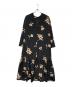 CLANE（クラネ）の古着「W FACE GATHER SWITCH ONEPIECE / フラワーロングワンピース」｜ブラック