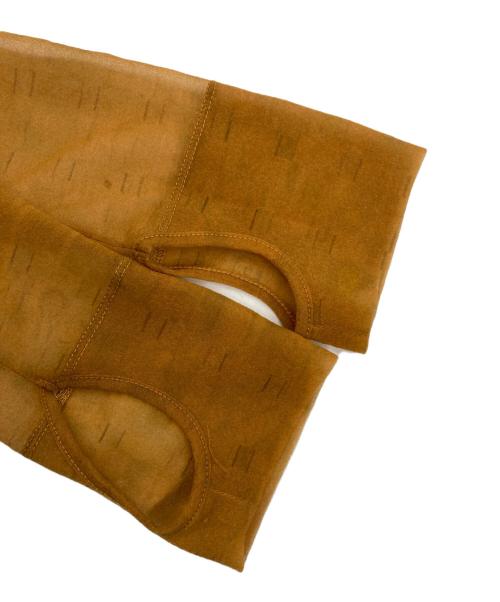 Mame Kurogouchi（マメクロゴウチ）mame kurogouchi (マメクロゴウチ) Marble Printed Plaid Sheer High Neck Top / マーブルプリンテッド プレイド シアー ハイネック カットソー ブラウン サイズ:1の古着・服飾アイテム