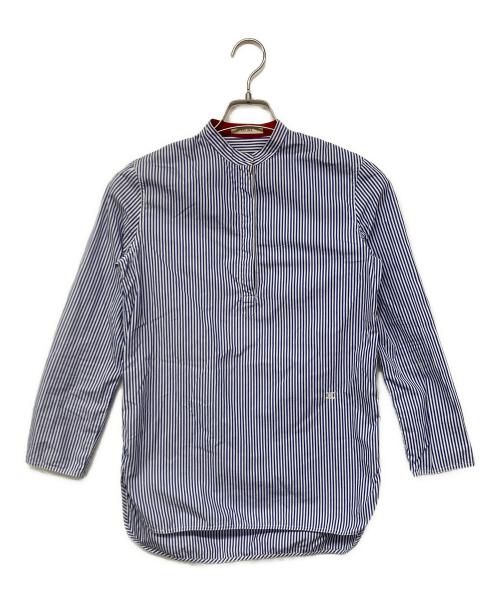 CELINE（セリーヌ）CELINE (セリーヌ) バンドカラーPOストライプシャツ ブルー サイズ:34の古着・服飾アイテム
