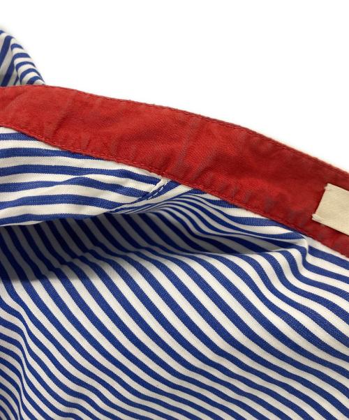 CELINE（セリーヌ）CELINE (セリーヌ) バンドカラーPOストライプシャツ ブルー サイズ:34の古着・服飾アイテム