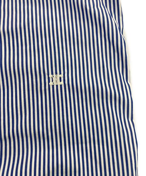 CELINE（セリーヌ）CELINE (セリーヌ) バンドカラーPOストライプシャツ ブルー サイズ:34の古着・服飾アイテム