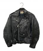 USEDユーズド）の古着「THIS GENUINE LEATHER GARMENT　70`Sダブルライダースジャケット」｜ブラック