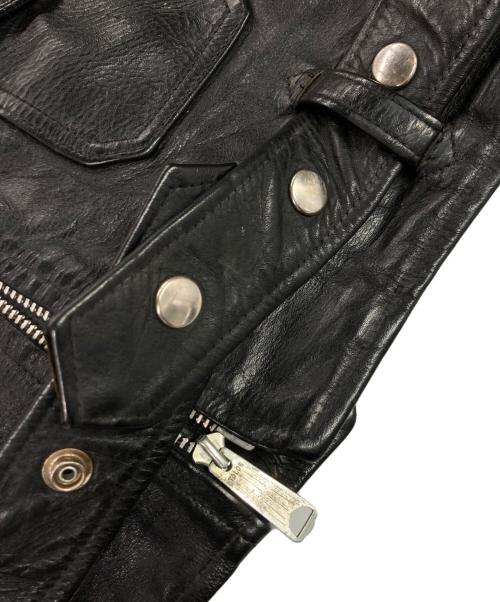 USED（ユーズド）USED (ユーズド) THIS GENUINE LEATHER GARMENT　70`Sダブルライダースジャケット ブラック サイズ:34の古着・服飾アイテム