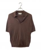 JOHN SMEDLEY×ESLOWジョンスメドレー×エスロー）の古着「スキッパーニットポロシャツ」｜ブラウン