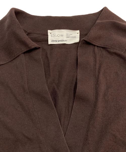 JOHN SMEDLEY（ジョンスメドレー）JOHN SMEDLEY (ジョンスメドレー) ESLOW (エスロー) スキッパーニットポロシャツ ブラウン サイズ:Mの古着・服飾アイテム