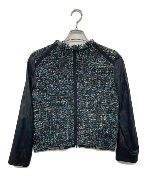 MARELLA（マレーラ）MARELLA (マレーラ) ツイード切替ジップジャケット グリーン サイズ:40の古着・服飾アイテム