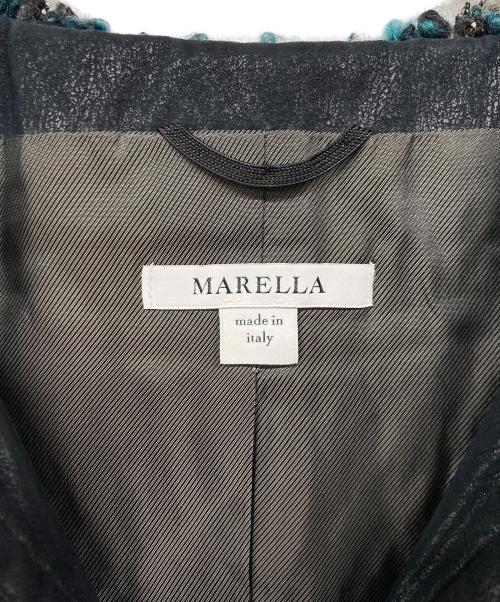 MARELLA（マレーラ）MARELLA (マレーラ) ツイード切替ジップジャケット グリーン サイズ:40の古着・服飾アイテム