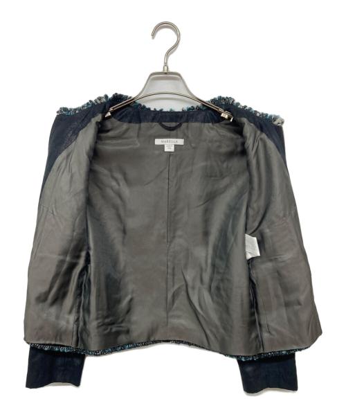 MARELLA（マレーラ）MARELLA (マレーラ) ツイード切替ジップジャケット グリーン サイズ:40の古着・服飾アイテム
