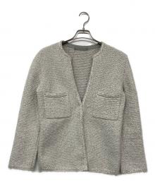 theory luxe（セオリーリュクス）の古着「ツイード ニットカーディガン ジャケット」｜グレー
