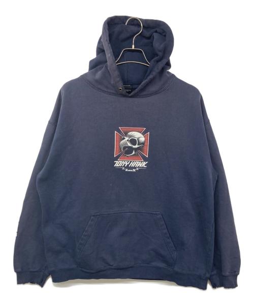 tony hawk（トニーホーク）tony hawk (トニーホーク) 90-00`Sスカルプリントフーディ ネイビー サイズ:Lの古着・服飾アイテム