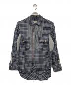 TAKAHIROMIYASHITA TheSoloIst.タカヒロミヤシタ ザソロイスト）の古着「ウールZIP UPチェックシャツ」｜ネイビー×グレー