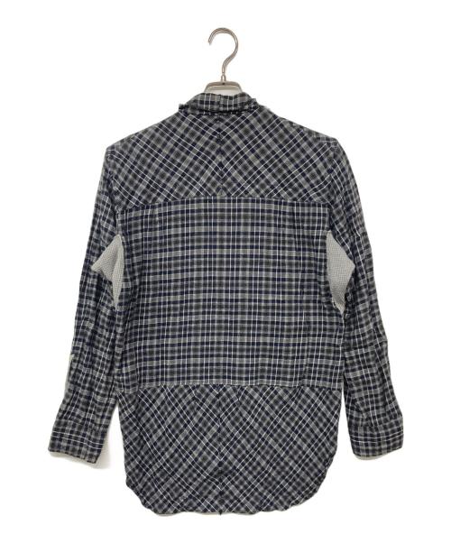 TAKAHIROMIYASHITA TheSoloIst.（タカヒロミヤシタ ザソロイスト）TAKAHIROMIYASHITA TheSoloIst. (タカヒロミヤシタ ザソロイスト) ウールZIP UPチェックシャツ ネイビー×グレー サイズ:Sの古着・服飾アイテム