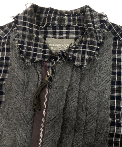 TAKAHIROMIYASHITA TheSoloIst.（タカヒロミヤシタ ザソロイスト）TAKAHIROMIYASHITA TheSoloIst. (タカヒロミヤシタ ザソロイスト) ウールZIP UPチェックシャツ ネイビー×グレー サイズ:Sの古着・服飾アイテム