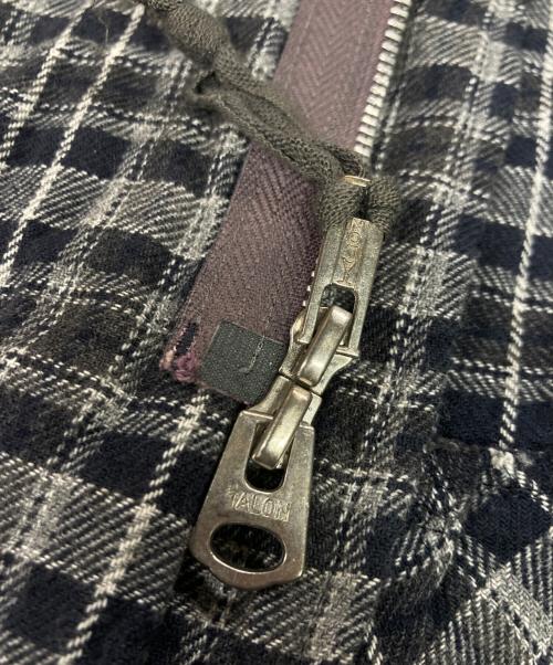 TAKAHIROMIYASHITA TheSoloIst.（タカヒロミヤシタ ザソロイスト）TAKAHIROMIYASHITA TheSoloIst. (タカヒロミヤシタ ザソロイスト) ウールZIP UPチェックシャツ ネイビー×グレー サイズ:Sの古着・服飾アイテム