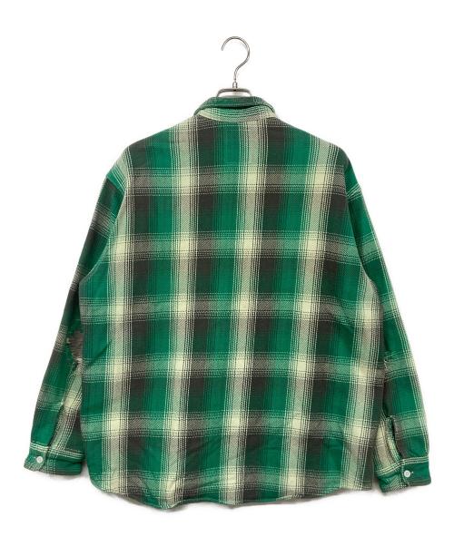 BOWWOW（バウワウ）BOWWOW (バウワウ) HEAVY WEIGHT FLANNEL SHIRTS AGING リペアデザインチェックシャツ グリーン×ホワイト サイズ:XLの古着・服飾アイテム