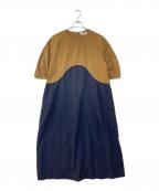HeRIN.CYEヘリンドットサイ）の古着「Switting drawst dress スウィッチング ドロスト ドレス」｜ネイビー