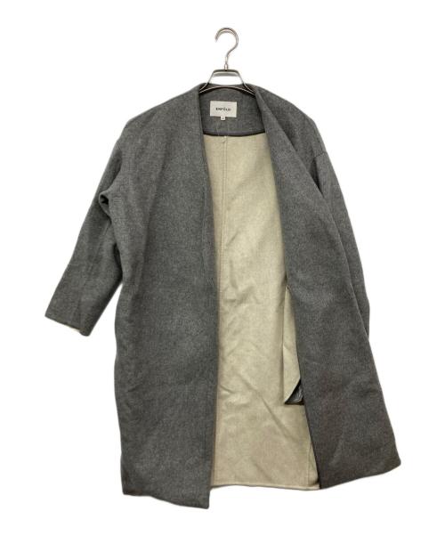 ENFOLD（エンフォルド）ENFOLD (エンフォルド) ウールリバーノーカラーコート グレー サイズ:36の古着・服飾アイテム