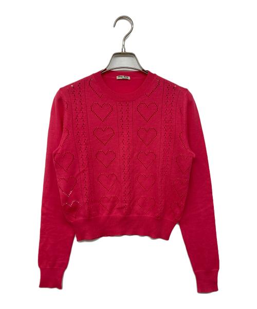 MIU MIU（ミュウミュウ）MIU MIU (ミュウミュウ) ハートカットコンパクトニット ピンク サイズ:38の古着・服飾アイテム