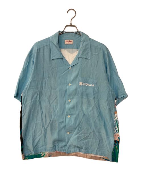EANBE（イアンベ）EANBE (イアンベ) 男はつらいよ - Back panel レーヨンバックプリントアロハシャツ ブルー サイズ:Mの古着・服飾アイテム