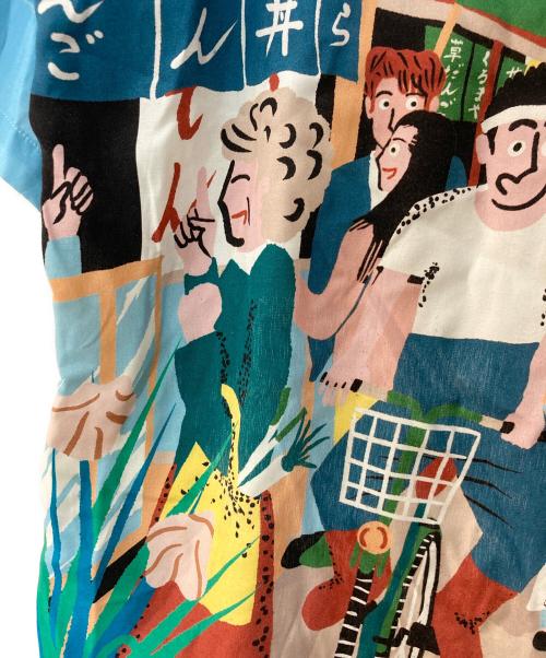 EANBE（イアンベ）EANBE (イアンベ) 男はつらいよ - Back panel レーヨンバックプリントアロハシャツ ブルー サイズ:Mの古着・服飾アイテム