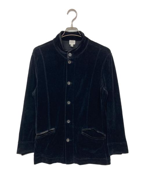 ARMANI COLLEZIONI（アルマーニ コレツィオーニ）ARMANI COLLEZIONI (アルマーニ コレツィオーニ) スタンドカラーベロアジャケット ブラック サイズ:Lの古着・服飾アイテム