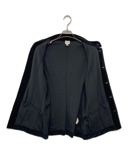 ARMANI COLLEZIONI（アルマーニ コレツィオーニ）ARMANI COLLEZIONI (アルマーニ コレツィオーニ) スタンドカラーベロアジャケット ブラック サイズ:Lの古着・服飾アイテム