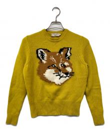 maison kitsune（メゾンキツネ）の古着「クルーネック ニット MAISON KITSUNE」｜イエロー
