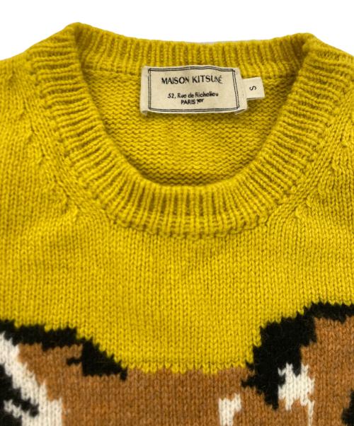 maison kitsune（メゾンキツネ）MAISON KITSUNE (メゾンキツネ) クルーネック ニット MAISON KITSUNE イエロー サイズ:Sの古着・服飾アイテム
