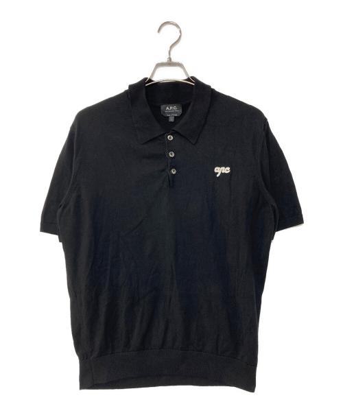 A.P.C.（アーペーセー）A.P.C. (アーペーセー) POLO GREGORIO コットンニットポロシャツ ブラック サイズ:Lの古着・服飾アイテム