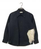 NAMACHEKOナマチェコ）の古着「Leylim faux fur-panelled wool-blend shirt / ファーシャツジャケット」｜グレー