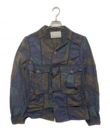 KOLOR（カラー）の古着「16SS 総柄パッカリングジャケット」｜ネイビー×ブラウン