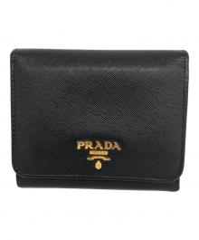 PRADA（プラダ）の古着「サフィアーノ/3つ折り財布」｜ブラック