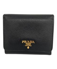 中古・古着通販】PRADA (プラダ) エナメル3つ折り財布 ブラック