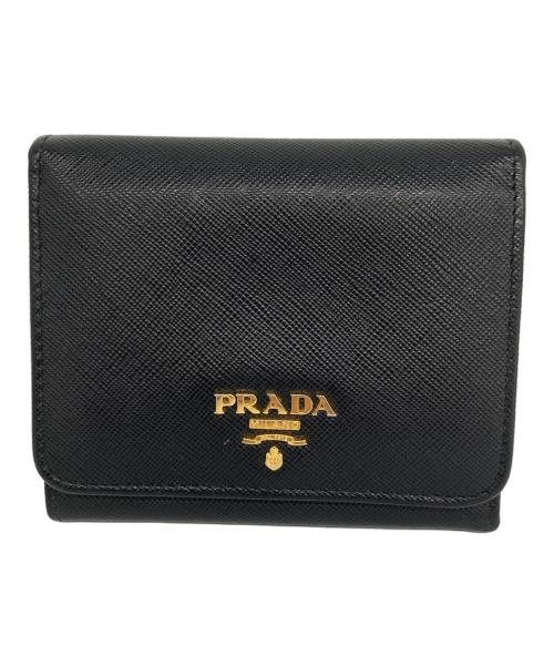 PRADA（プラダ）PRADA (プラダ) サフィアーノ/3つ折り財布 ブラックの古着・服飾アイテム