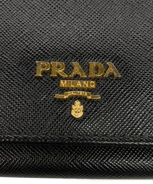 PRADA（プラダ）PRADA (プラダ) サフィアーノ/3つ折り財布 ブラックの古着・服飾アイテム