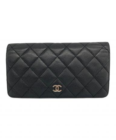 中古・古着通販】CHANEL (シャネル) マトラッセ 2つ折り財布 ブラック 