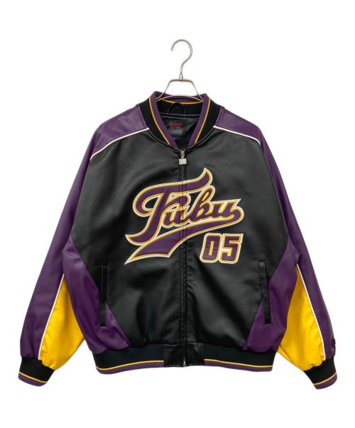 FUBU（フブ）FUBU (フブ) FAUX LEATHER GAME JACKET フェイクレザージャケット ブラック×パープル サイズ:XLの古着・服飾アイテム