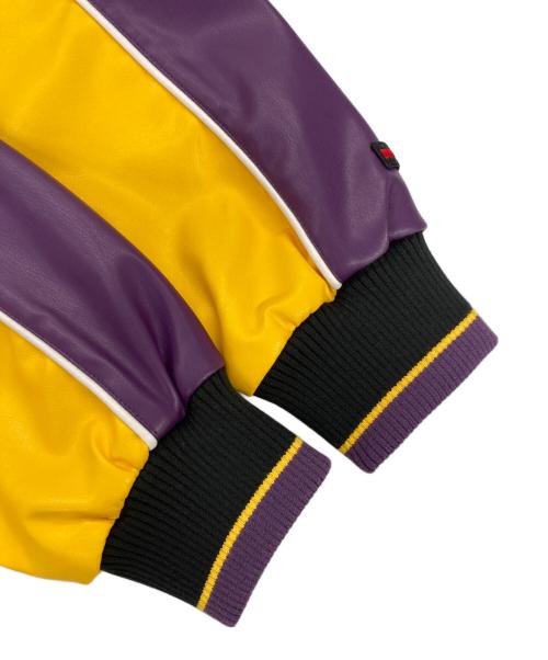 FUBU（フブ）FUBU (フブ) FAUX LEATHER GAME JACKET フェイクレザージャケット ブラック×パープル サイズ:XLの古着・服飾アイテム