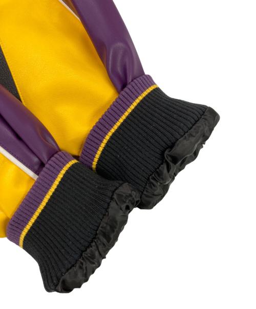 FUBU（フブ）FUBU (フブ) FAUX LEATHER GAME JACKET フェイクレザージャケット ブラック×パープル サイズ:XLの古着・服飾アイテム