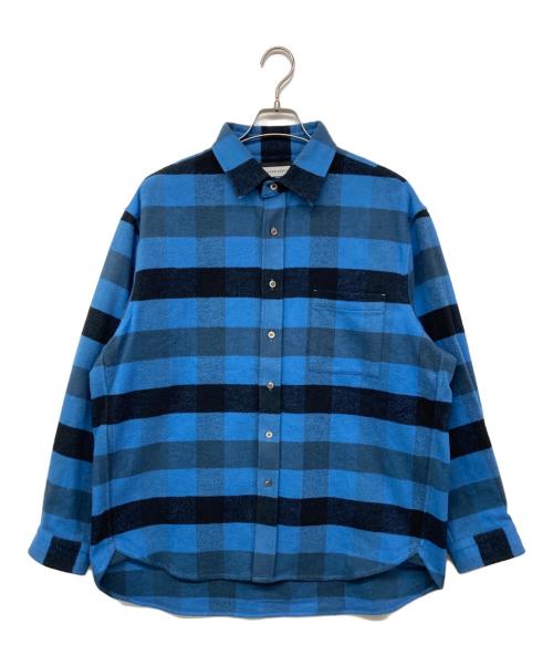 MAISON SPECIAL（メゾンスペシャル）MAISON SPECIAL (メゾンスペシャル) Prime-Over Regular Collar Flannel Shirt チェックネルシャツ ブルー×ブラック サイズ:01の古着・服飾アイテム