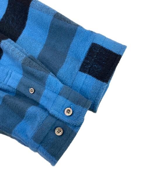 MAISON SPECIAL（メゾンスペシャル）MAISON SPECIAL (メゾンスペシャル) Prime-Over Regular Collar Flannel Shirt チェックネルシャツ ブルー×ブラック サイズ:01の古着・服飾アイテム