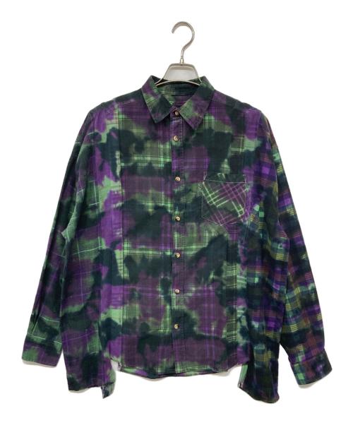 Rebuild by Needles（リビルドバイニードルス）Rebuild by Needles (リビルドバイニードルス) 再構築チェックネル パープル×グリーン サイズ:freeの古着・服飾アイテム
