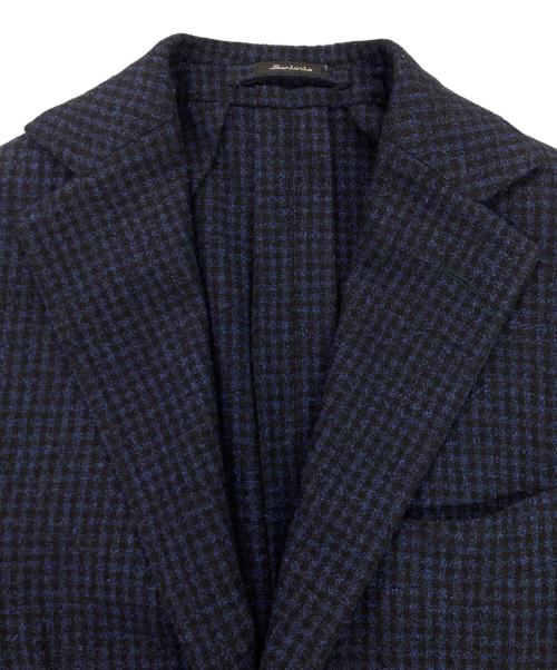 sartorio（サルトリオ）sartorio (サルトリオ) ウールブレンドチェック3Bジャケット ブラック×ネイビー サイズ:46の古着・服飾アイテム