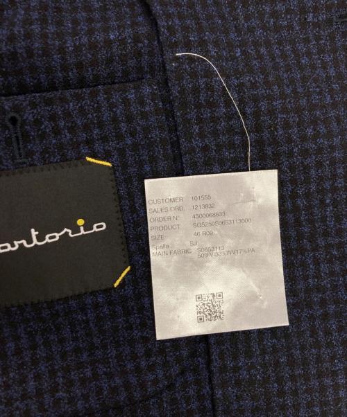 sartorio（サルトリオ）sartorio (サルトリオ) ウールブレンドチェック3Bジャケット ブラック×ネイビー サイズ:46の古着・服飾アイテム