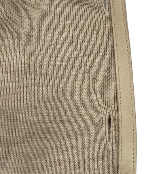 HERMES（エルメス）HERMES (エルメス) レザーパイピングロングカーディガン ベージュ サイズ:38の古着・服飾アイテム