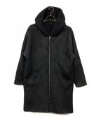 LOU ANDREAルーアンドレア）の古着「Mouton Fake Hood Coat / フェイクムートン リバーシブルボアコート」｜ブラック