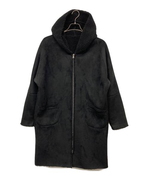 LOU ANDREA（ルーアンドレア）LOU ANDREA (ルーアンドレア) Mouton Fake Hood Coat / フェイクムートン リバーシブルボアコート ブラック サイズ:Sの古着・服飾アイテム