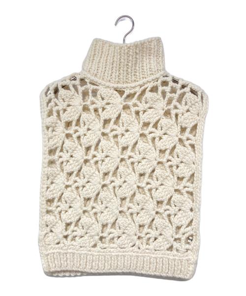 MACPHEE（マカフィー）MACPHEE (マカフィー) ハンドクロシェ ハイネックベスト ホワイト サイズ:Sの古着・服飾アイテム