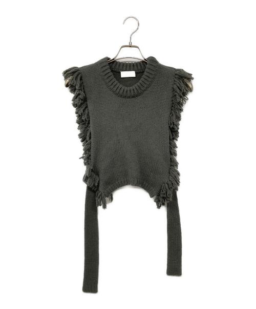 HYKE（ハイク）HYKE (ハイク) FRINGE SWEATER VEST / フリンジセーターベスト グレー サイズ:記載なしの古着・服飾アイテム