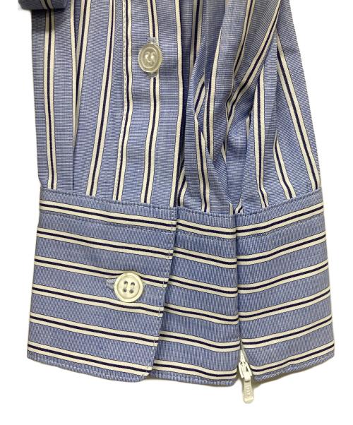 is-ness（イズネス）is-ness (イズネス) THOMAS MASON (トーマスメイソン) VENTILATION L/S Stripe Shirts ブルー サイズ:L 未使用品の古着・服飾アイテム
